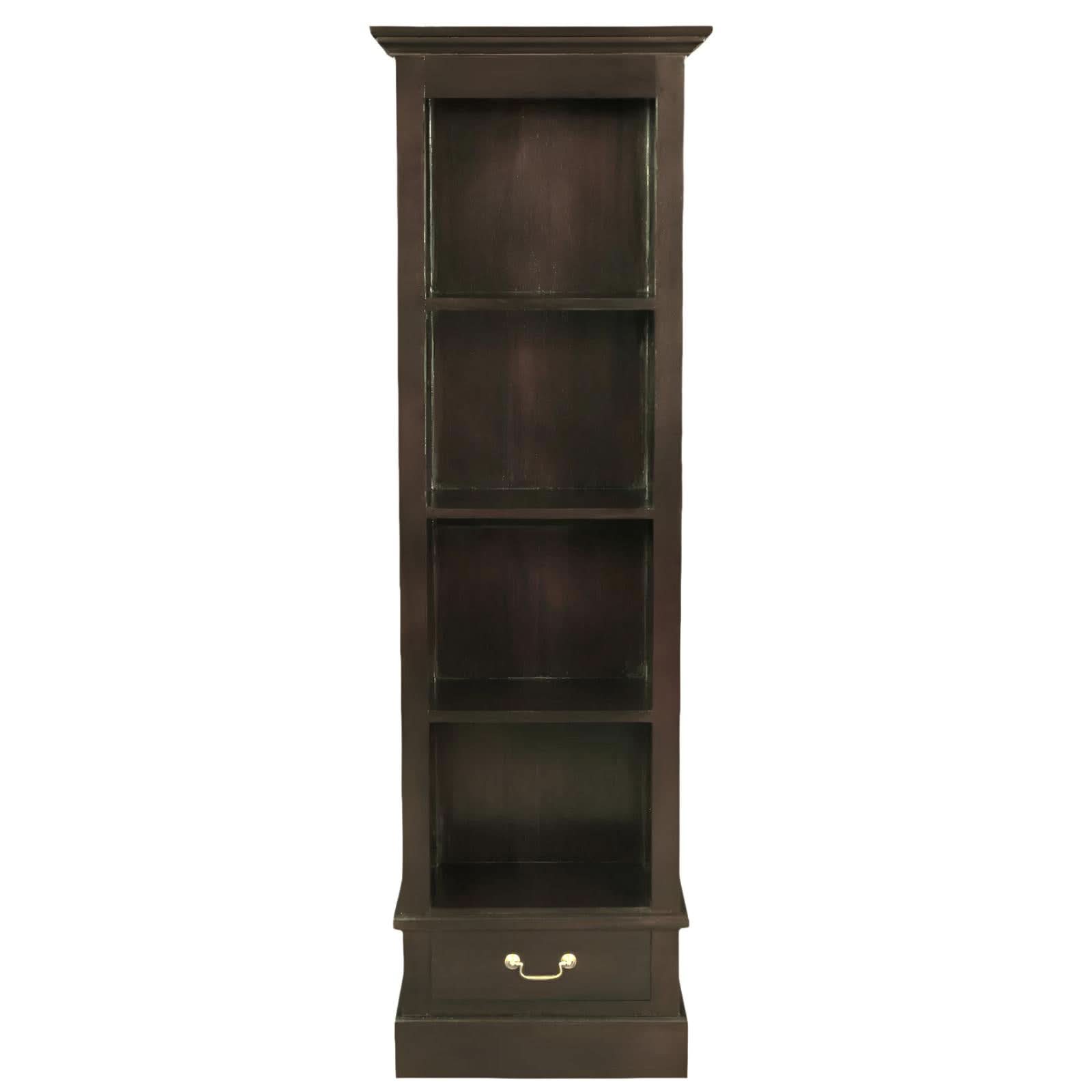 TANAKA SOLID MAHOGANY NARROW BOOKCASE IN CHOCOLATE FINISH - MyChocolateWood