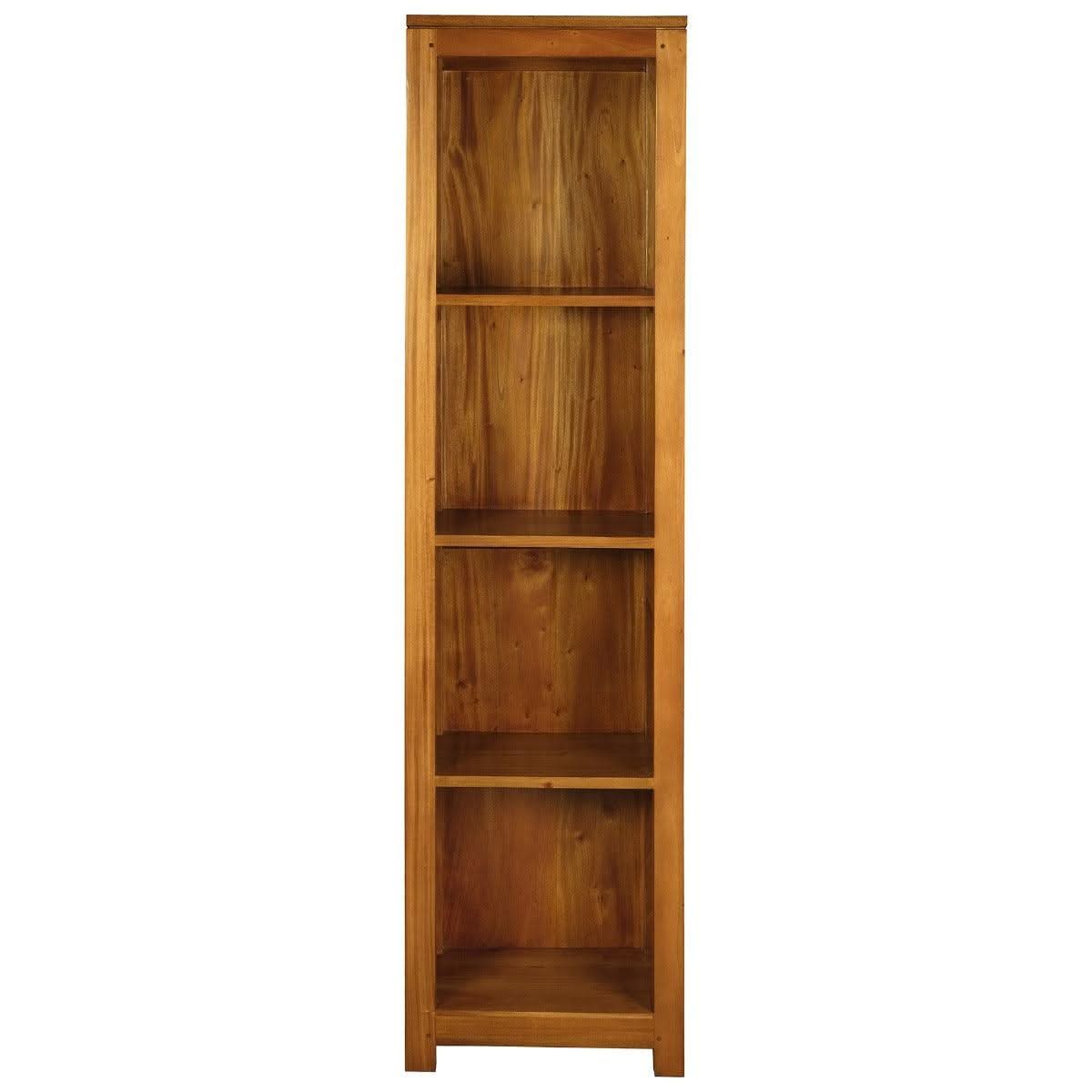 TANAKA SOLID MAHOGANY NARROW BOOKCASE IN LIGHT PECAN FINISH - MyChocolateWood