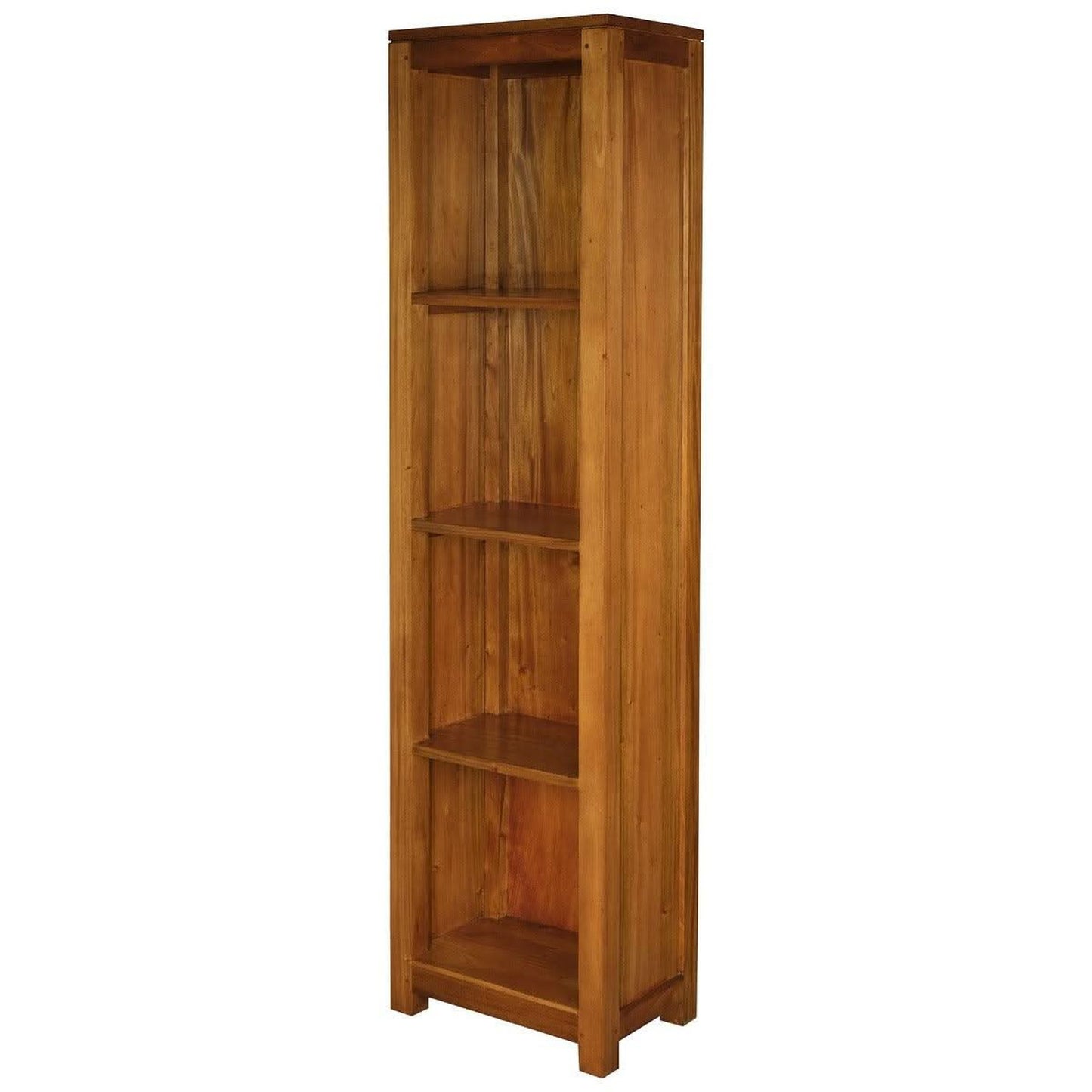 Tanaka Solid Mahogany Narrow Bookcase in Light Pecan angle