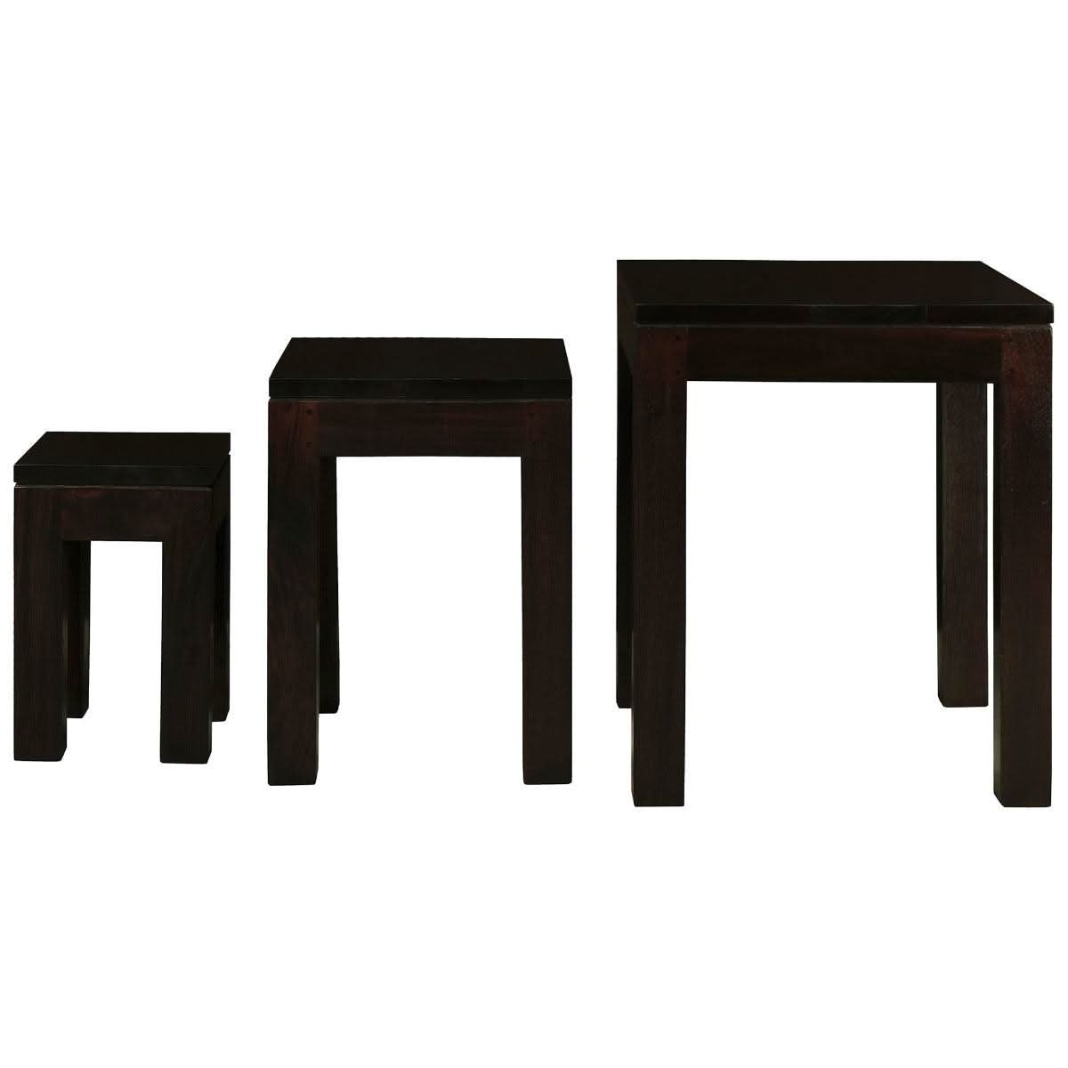 Tanaka Solid Mahogany Nest of Tables in Chocolate - Chocolate Wood