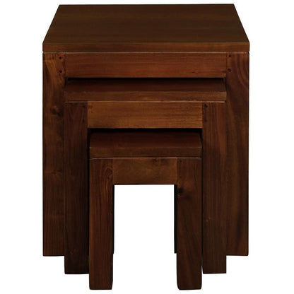 Tanaka Solid Mahogany Nest of Tables in Mahogany - Chocolate Wood