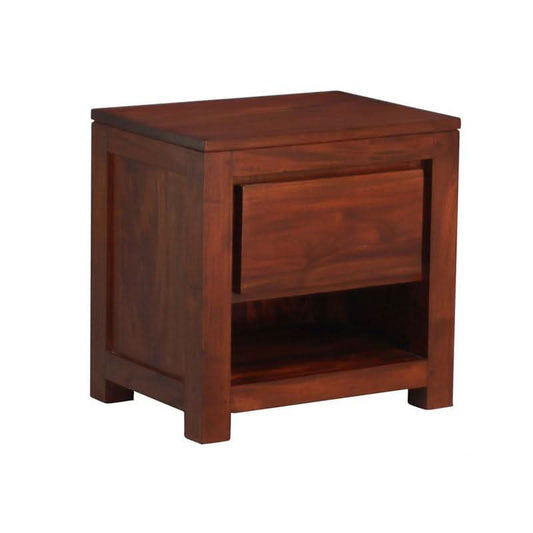 TANAKA SOLID MAHOGANY SINGLE DRAW BEDSIDE TABLE IN MAHOGANY - MyChocolateWood