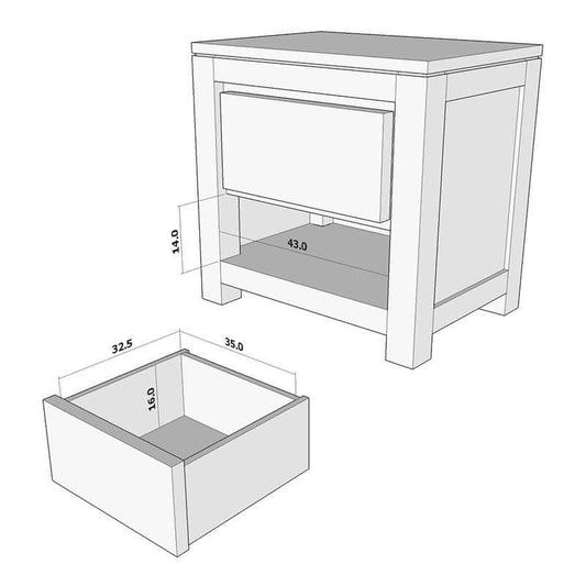 TANAKA SOLID MAHOGANY SINGLE DRAW BEDSIDE TABLE IN MAHOGANY - MyChocolateWood