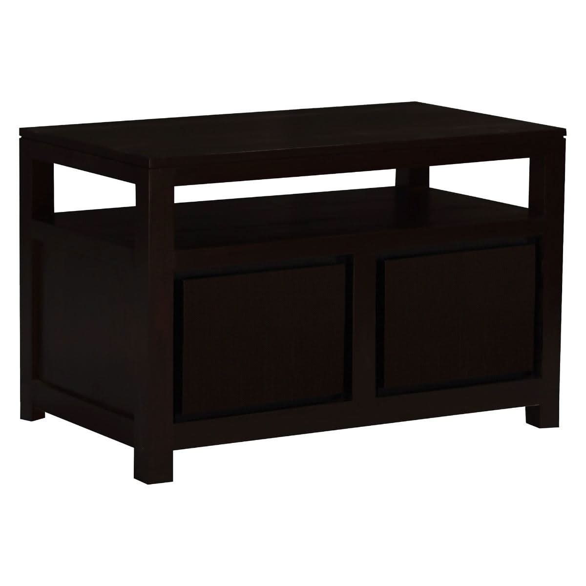 Tanaka Solid Mahogany Small TV Unit 97cm with 2 Doors in Chocolate - Chocolate Wood