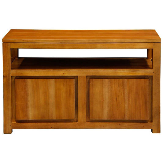 TANAKA SOLID MAHOGANY SMALL TV UNIT WITH 2 DOORS IN LIGHT PECAN - MyChocolateWood