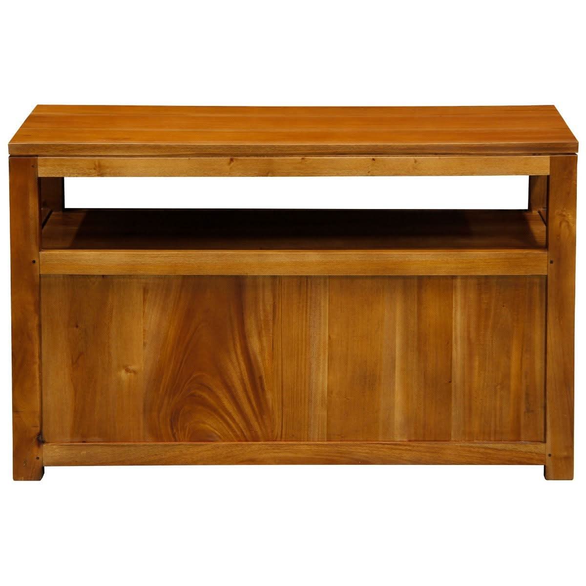 Tanaka Solid Mahogany Small TV Unit 97cm with 2 Doors in Light Pecan - Chocolate Wood