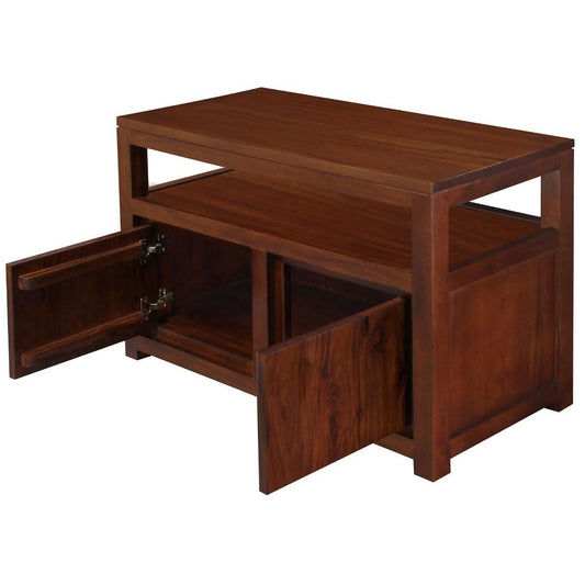 Tanaka Solid Mahogany Small TV Unit 97cm with 2 Doors in Mahogany - Chocolate Wood