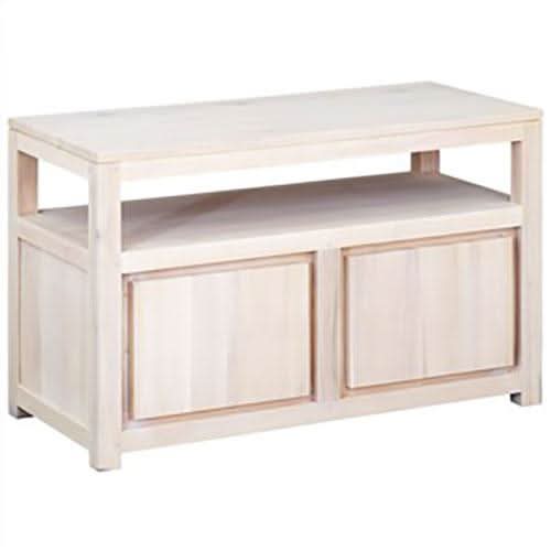 TANAKA SOLID MAHOGANY SMALL TV UNIT WITH 2 DOORS IN WHITEWASH - MyChocolateWood