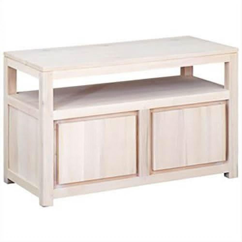 Tanaka Solid Mahogany Small TV Unit 97cm with 2 Doors in Whitewash - Chocolate Wood