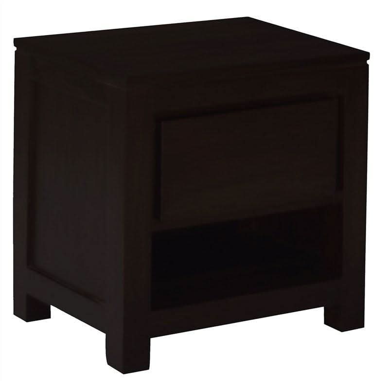 TANAKA SOLID MAHOGANY TIMBER BEDSIDE TABLE WITH 1 DRAW IN CHOCOLATE - MyChocolateWood