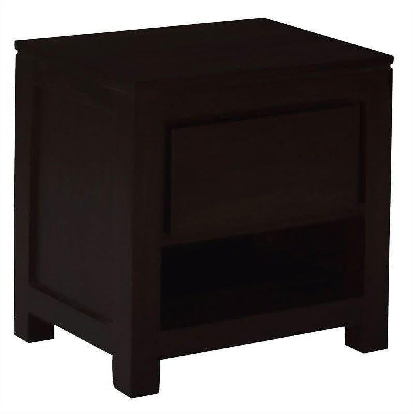 Tanaka Solid Mahogany 1 Drawer Bedside Table in Chocolate - Chocolate Wood