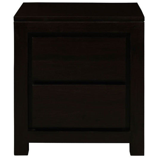 TANAKA SOLID MAHOGANY TIMBER BEDSIDE TABLE WITH 2 DRAWERS IN CHOCOLATE - MyChocolateWood