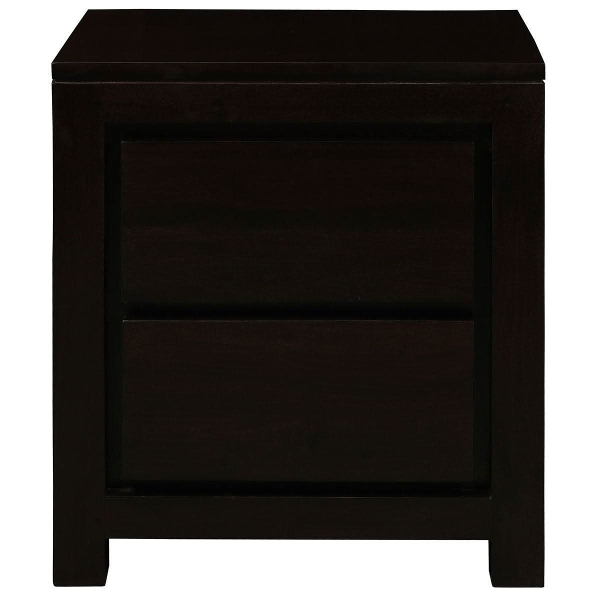 TANAKA SOLID MAHOGANY TIMBER BEDSIDE TABLE WITH 2 DRAWERS IN CHOCOLATE - MyChocolateWood