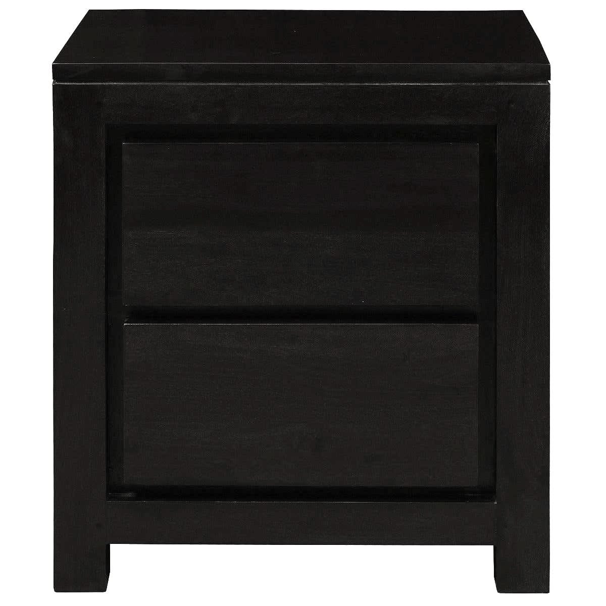 TANAKA SOLID MAHOGANY TIMBER BEDSIDE TABLE WITH 2 DRAWERS IN CHOCOLATE - MyChocolateWood