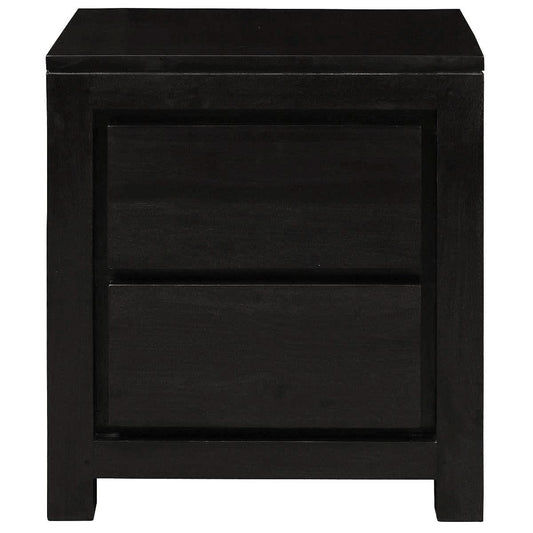 TANAKA SOLID MAHOGANY TIMBER BEDSIDE TABLE WITH 2 DRAWERS IN CHOCOLATE - MyChocolateWood