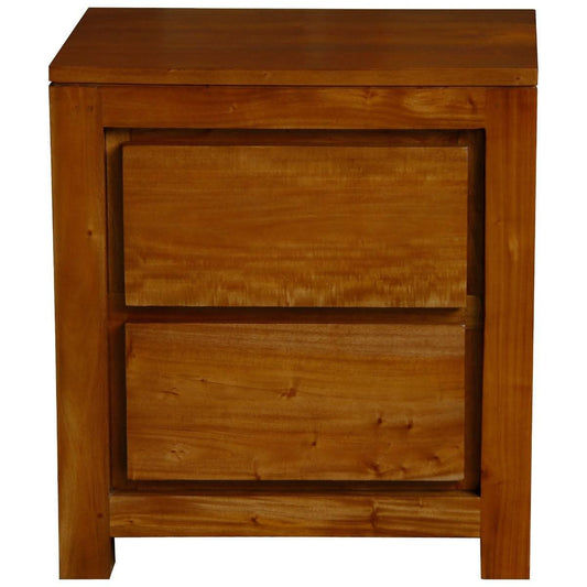 TANAKA SOLID MAHOGANY TIMBER BEDSIDE TABLE WITH 2 DRAWERS IN LIGHT PECAN - MyChocolateWood