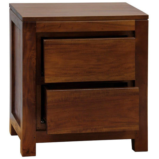 TANAKA SOLID MAHOGANY TIMBER BEDSIDE TABLE WITH 2 DRAWERS IN MAHOGANY COLOUR - MyChocolateWood