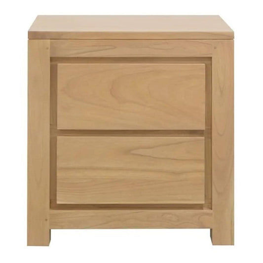 TANAKA SOLID MAHOGANY TIMBER BEDSIDE TABLE WITH 2 DRAWERS IN NATURAL - MyChocolateWood