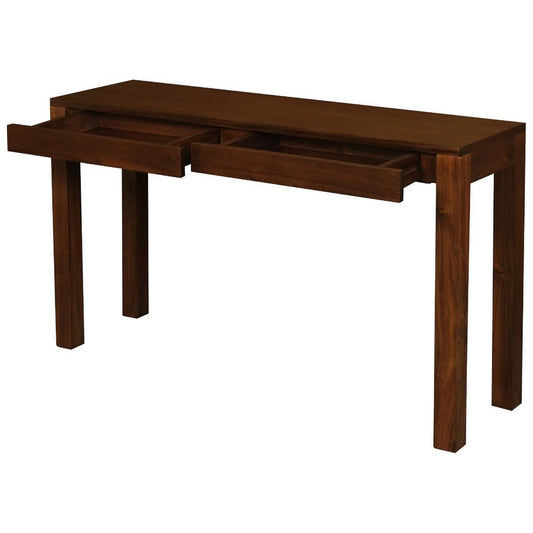 TANAKA SOLID MAHOGANY TIMBER CONSOLE TABLE/HALL TABLE WITH 2 HIDDEN DRAWERS IN MAHOGANY COLOUR