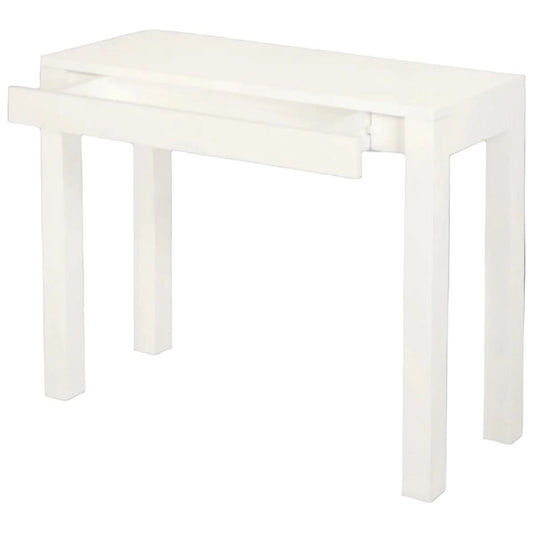 TANAKA SOLID MAHOGANY TIMBER CONSOLE TABLE WITH 1 HIDDEN DRAWER IN WHITE 90CM - MyChocolateWood