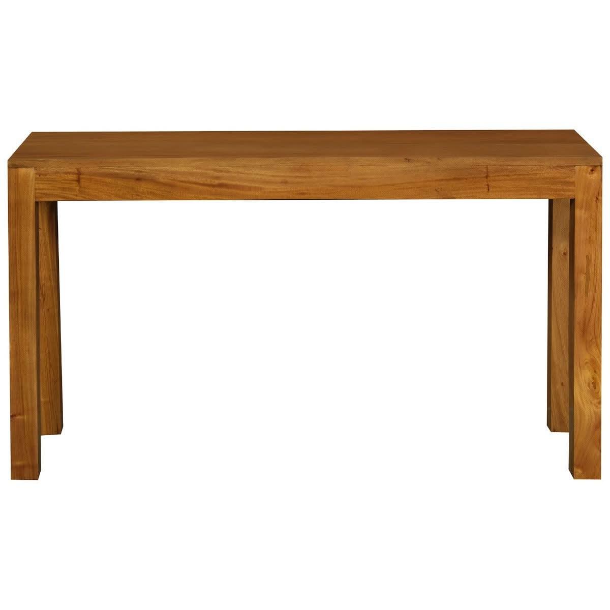 TANAKA SOLID MAHOGANY TIMBER CONSOLE TABLE WITH 2 HIDDEN DRAWERS IN LIGHT PECAN - MyChocolateWood