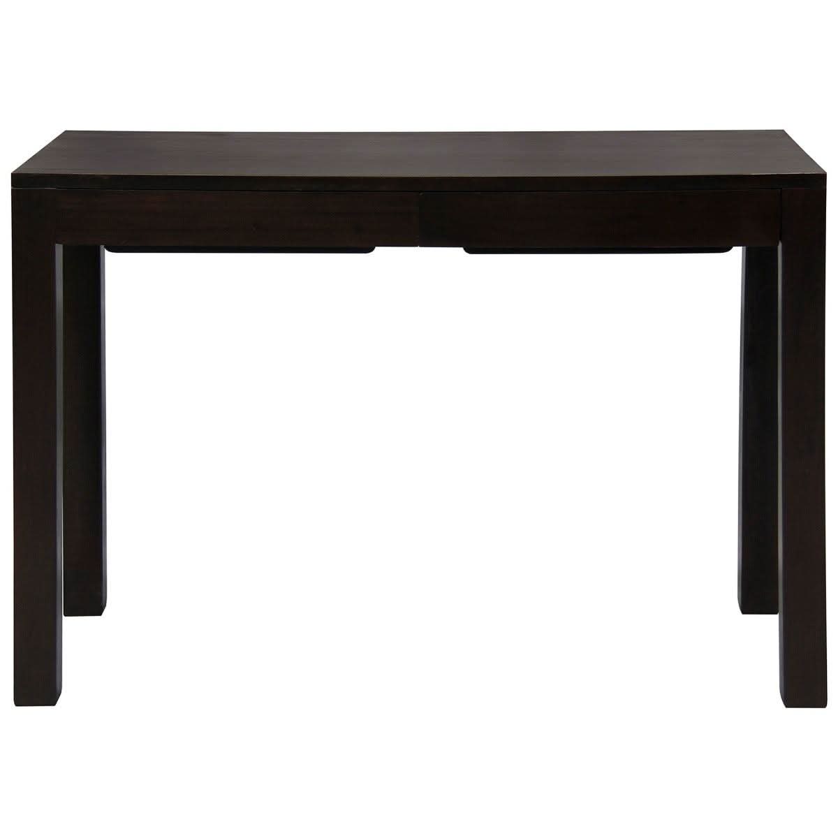 Tanaka Solid Mahogany Timber Desk 110cm with 2 Hidden Drawers in Chocolate - Chocolate Wood