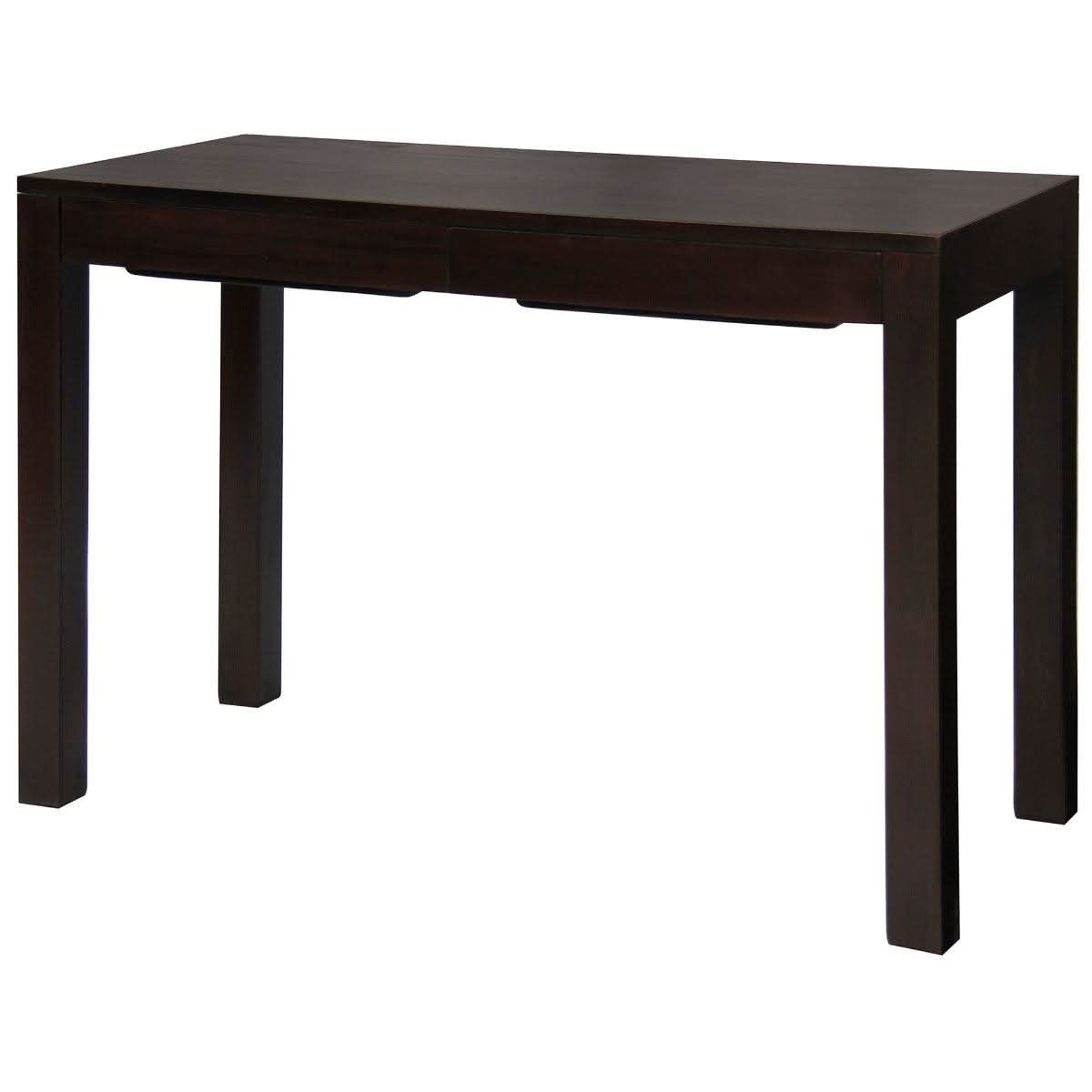 Tanaka Solid Mahogany Timber Desk 110cm with 2 Hidden Drawers in Chocolate - Chocolate Wood