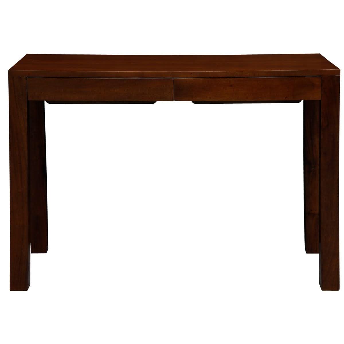 Tanaka Solid Mahogany Timber Desk 110cm with 2 Hidden Drawers in Mahogany - Chocolate Wood