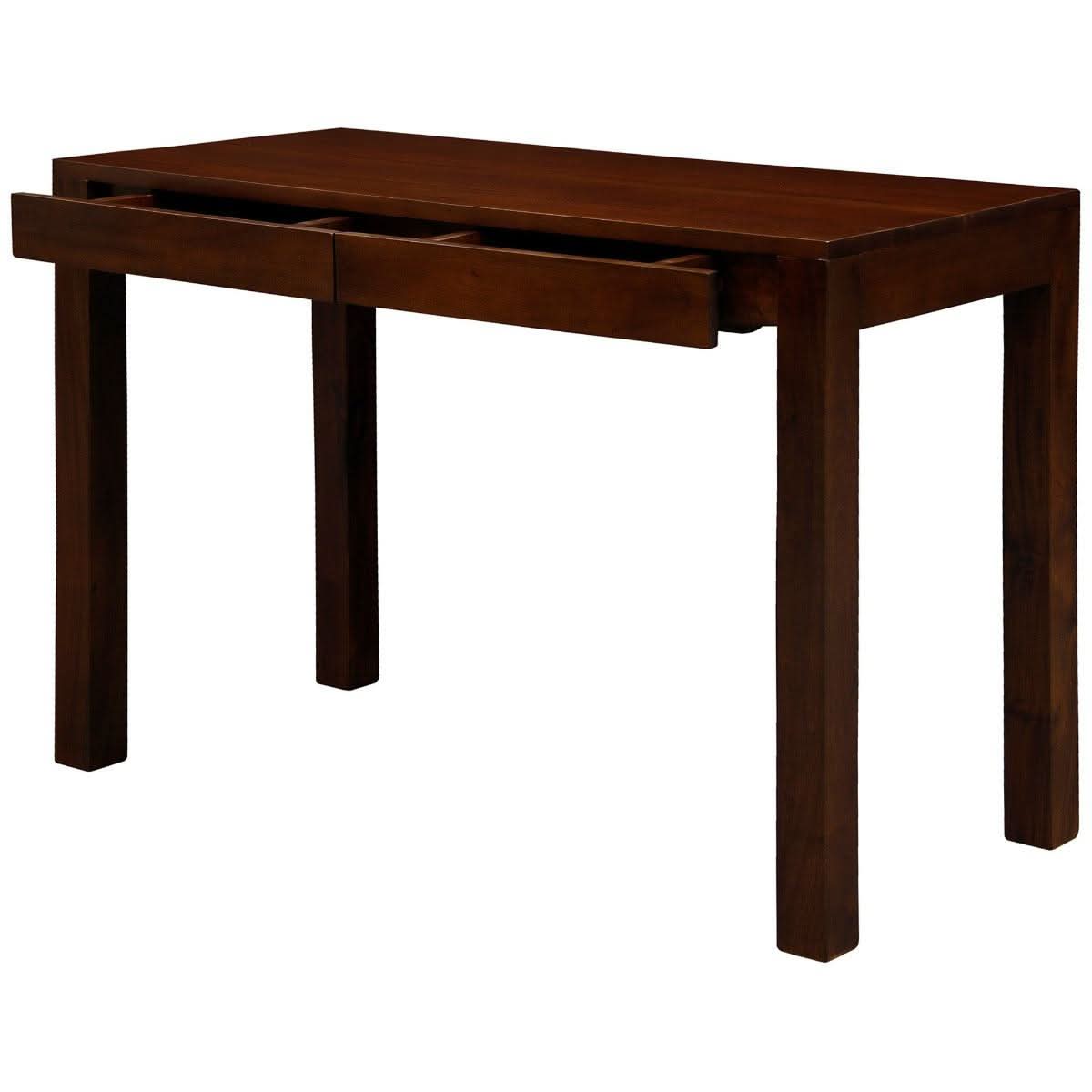 Tanaka Solid Mahogany Timber Desk 110cm with 2 Hidden Drawers in Mahogany - Chocolate Wood