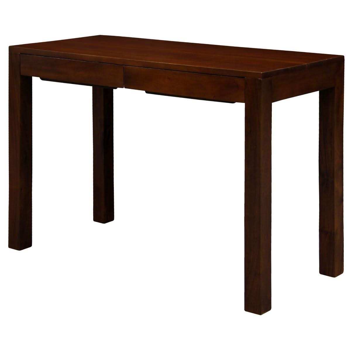 Tanaka Solid Mahogany Timber Desk 110cm with 2 Hidden Drawers in Mahogany - Chocolate Wood