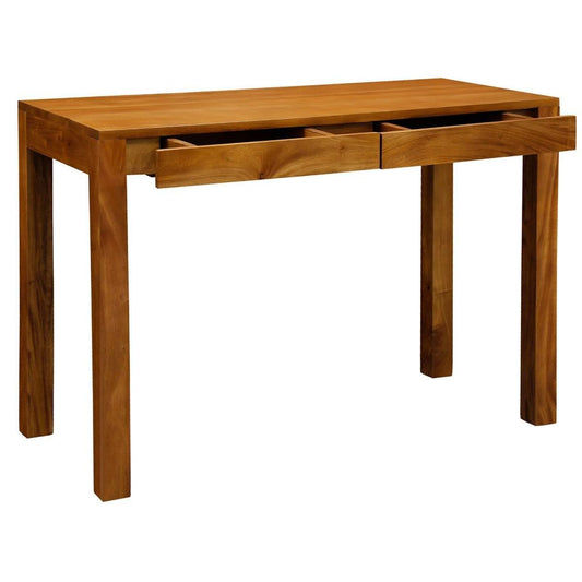 TANAKA SOLID MAHOGANY TIMBER DESK WITH 2 HIDDEN DRAWERS - LIGHT PECAN - MyChocolateWood