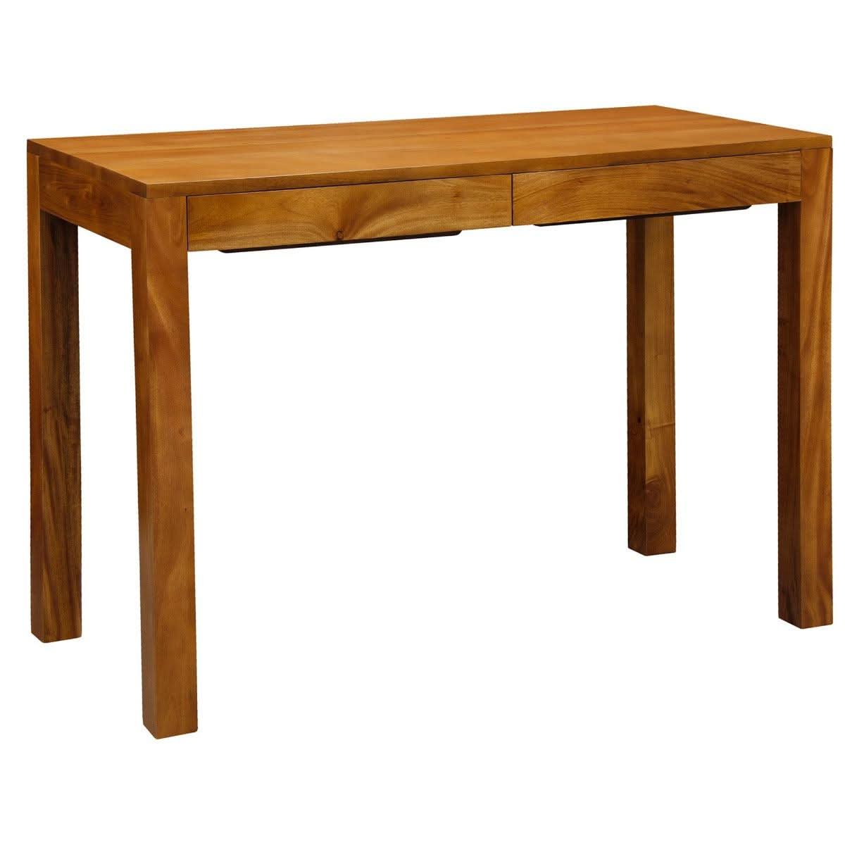 TANAKA SOLID MAHOGANY TIMBER DESK WITH 2 HIDDEN DRAWERS - LIGHT PECAN - MyChocolateWood