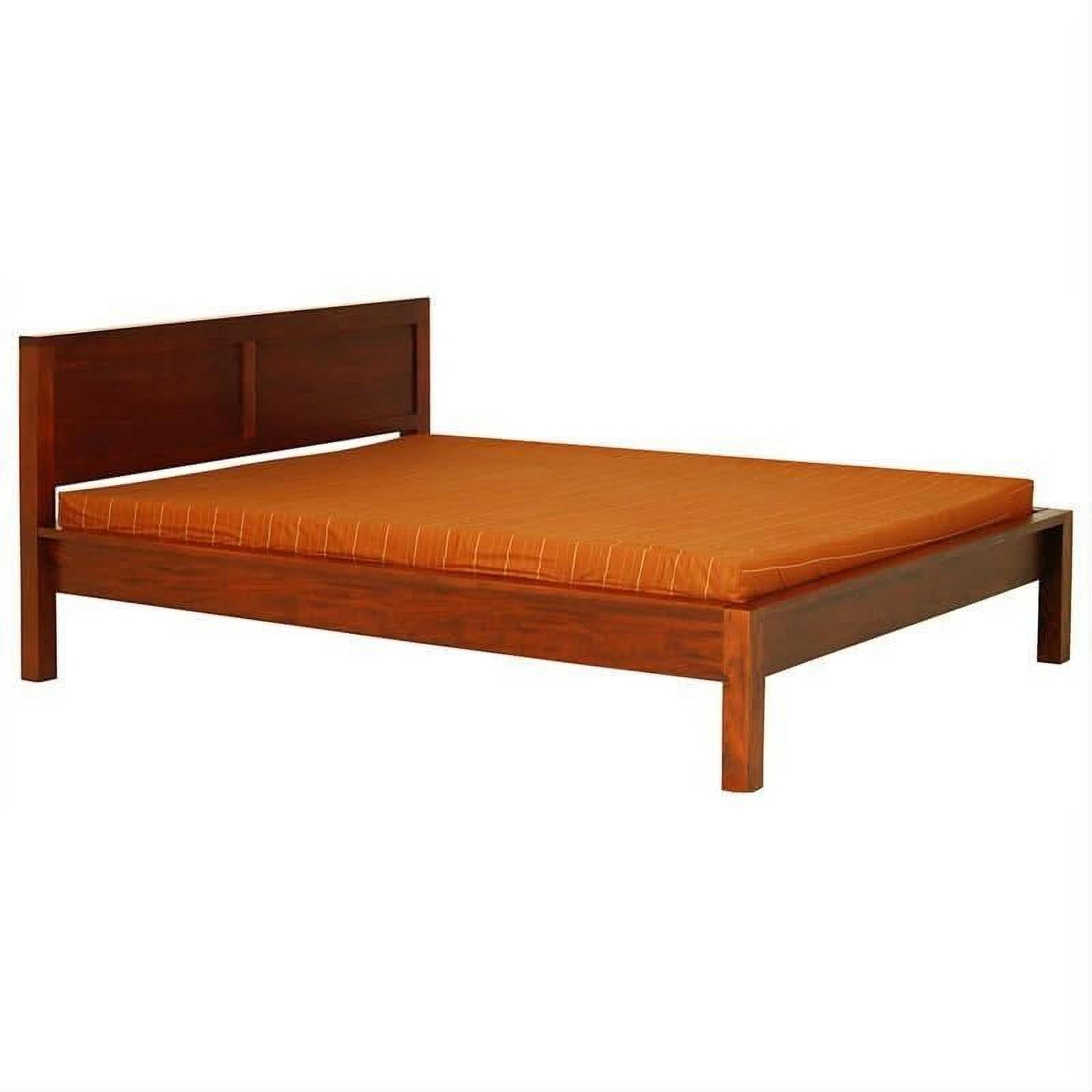 Tanaka Solid Mahogany Timber Queen Size Bed in Light Pecan - Chocolate Wood