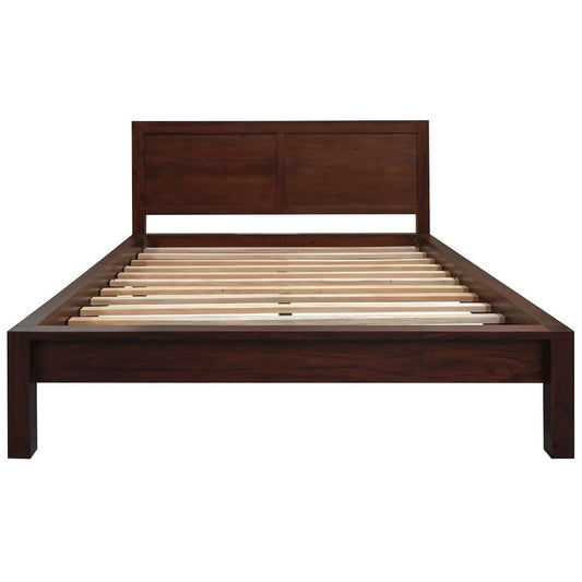TANAKA SOLID MAHOGANY TIMBER QUEEN SIZE BED IN MAHOGANY COLOUR - MyChocolateWood