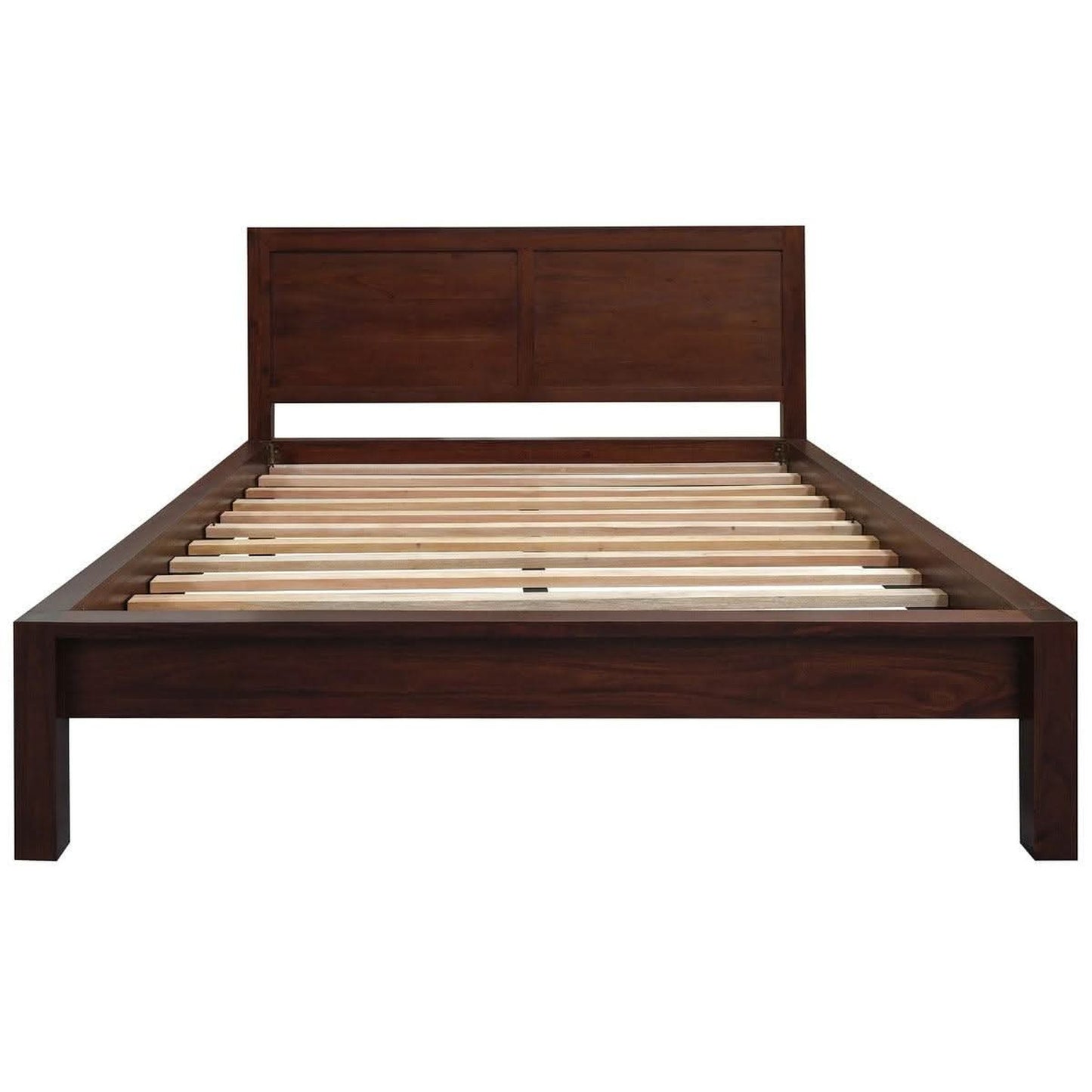 Tanaka Solid Mahogany Timber Queen Size Bed in Mahogany - Chocolate Wood