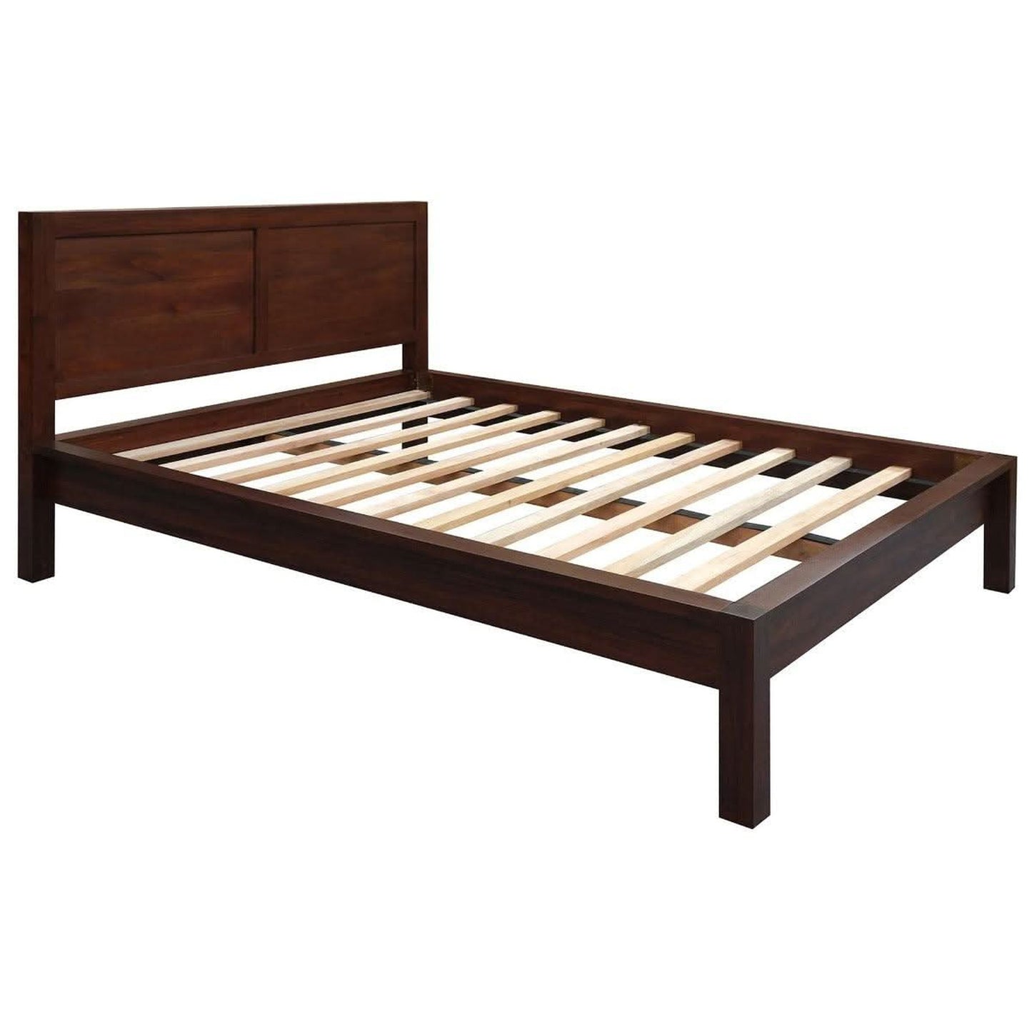 Tanaka Solid Mahogany Timber Queen Size Bed in Mahogany - Chocolate Wood