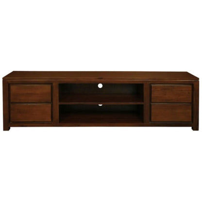 Tanaka Solid Mahogany TV / Entertainment Unit 200cm with 4 Drawers & 2 Shelves in Mahogany - Chocolate Wood