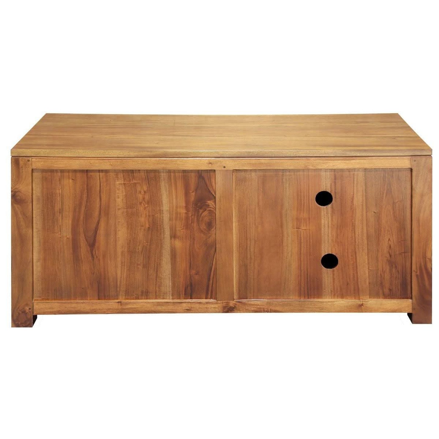 Tanaka Solid Mahogany TV Unit 120cm with 2 Drawers in Light Pecan - Chocolate Wood