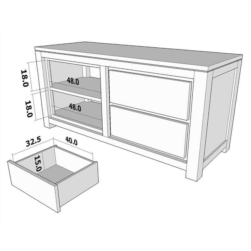TANAKA SOLID MAHOGANY TV UNIT 120CM WITH 2 DRAWERS IN LIGHT PECAN - MyChocolateWood