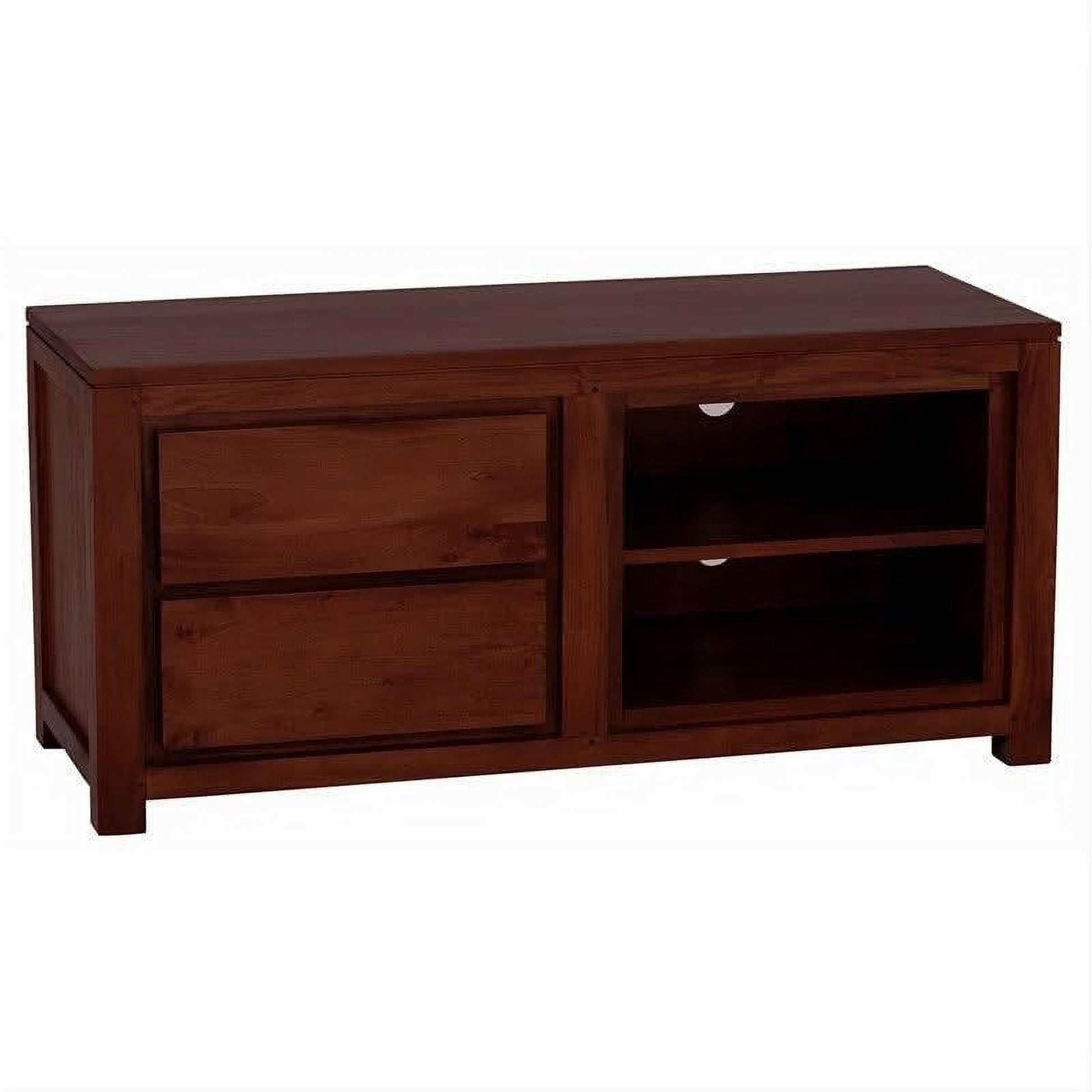Tanaka Solid Mahogany TV Unit 120cm with 2 Drawers in Mahogany - Chocolate Wood