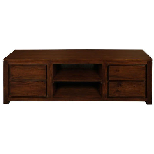 TANAKA SOLID MAHOGANY TV UNIT 1700MM WITH 4 DRAWERS & 2 SHELVES IN MAHOGANY - MyChocolateWood