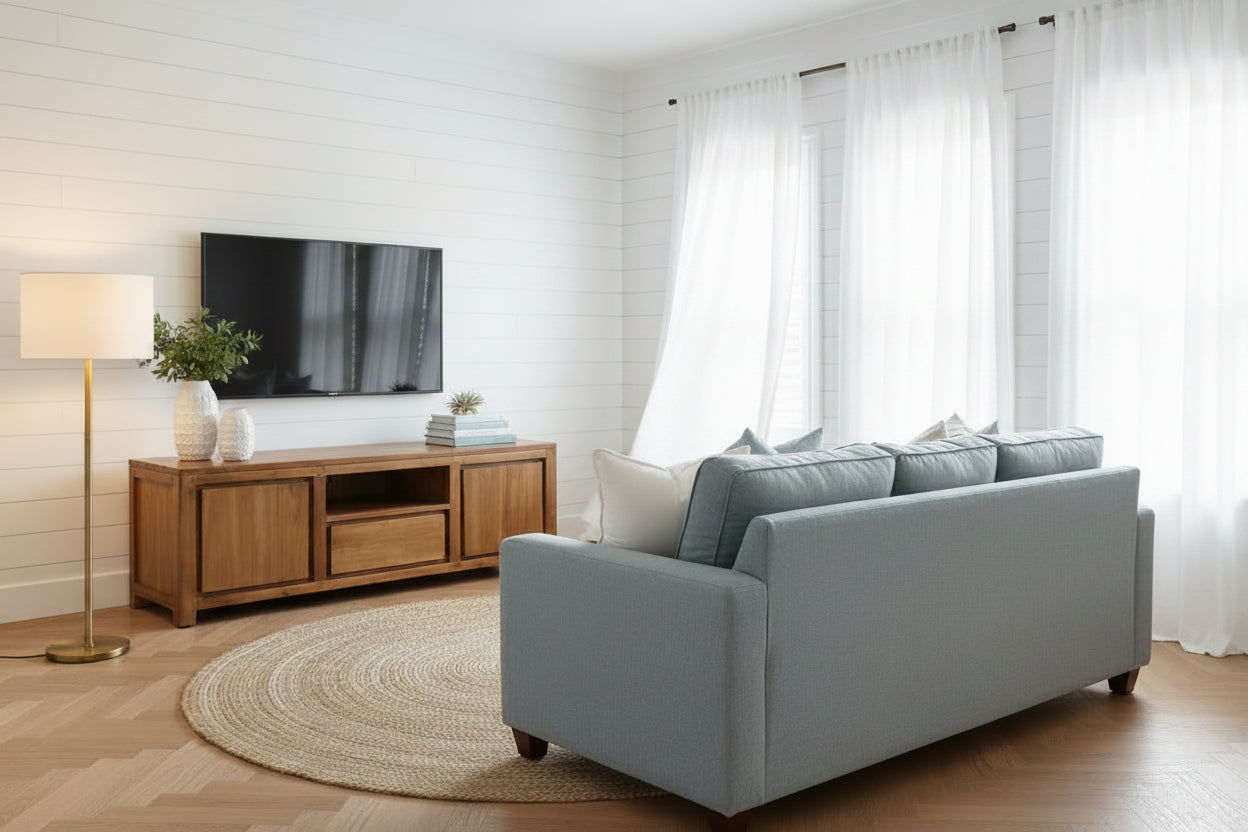 Tanaka Solid Mahogany TV Unit 160cm with 2 Doors & 1 Drawer in Light Pecan - Chocolate Wood