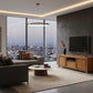 Tanaka Solid Mahogany TV Unit 160cm with 2 Doors & 1 Drawer in Light Pecan - Chocolate Wood
