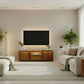 Tanaka Solid Mahogany TV Unit 160cm with 2 Doors & 1 Drawer in Light Pecan - Chocolate Wood