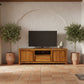 TANAKA SOLID MAHOGANY TV UNIT 2 DOORS & 1 DRAWER IN LIGHT PECAN 160CM - MyChocolateWood