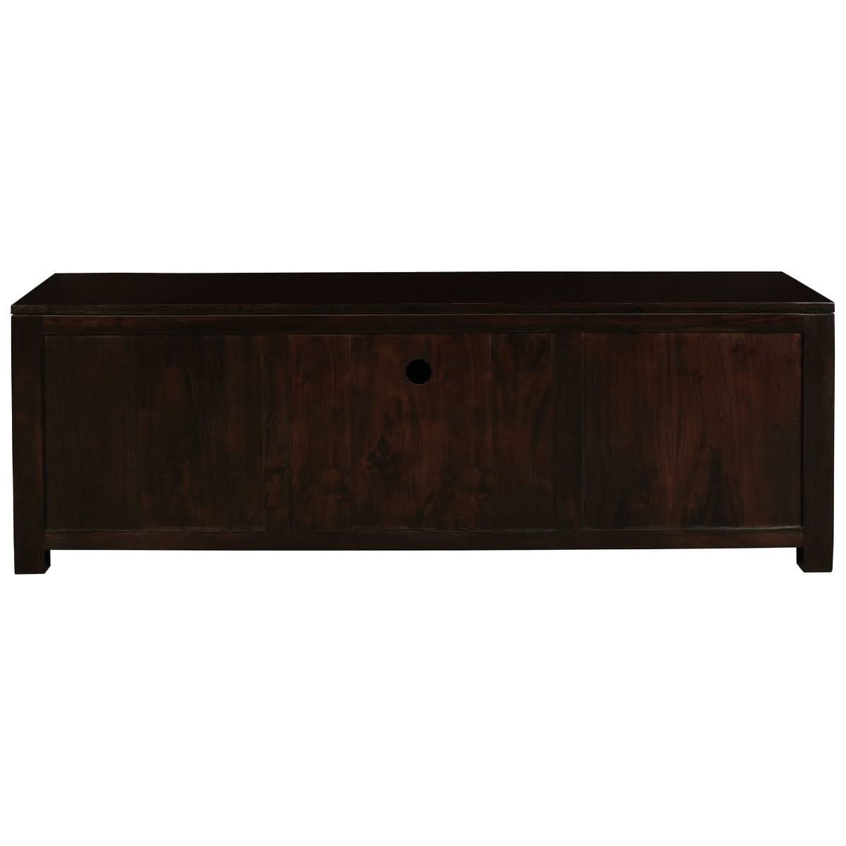 Tanaka Solid Mahogany TV Unit 160cm with 2 Doors & 1 Drawer in Chocolate - Chocolate Wood