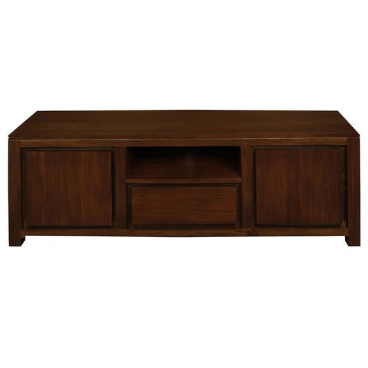 TANAKA SOLID MAHOGANY TV UNIT WITH 2 DOORS & 1 DRAWER IN MAHOGANY 160CM - MyChocolateWood
