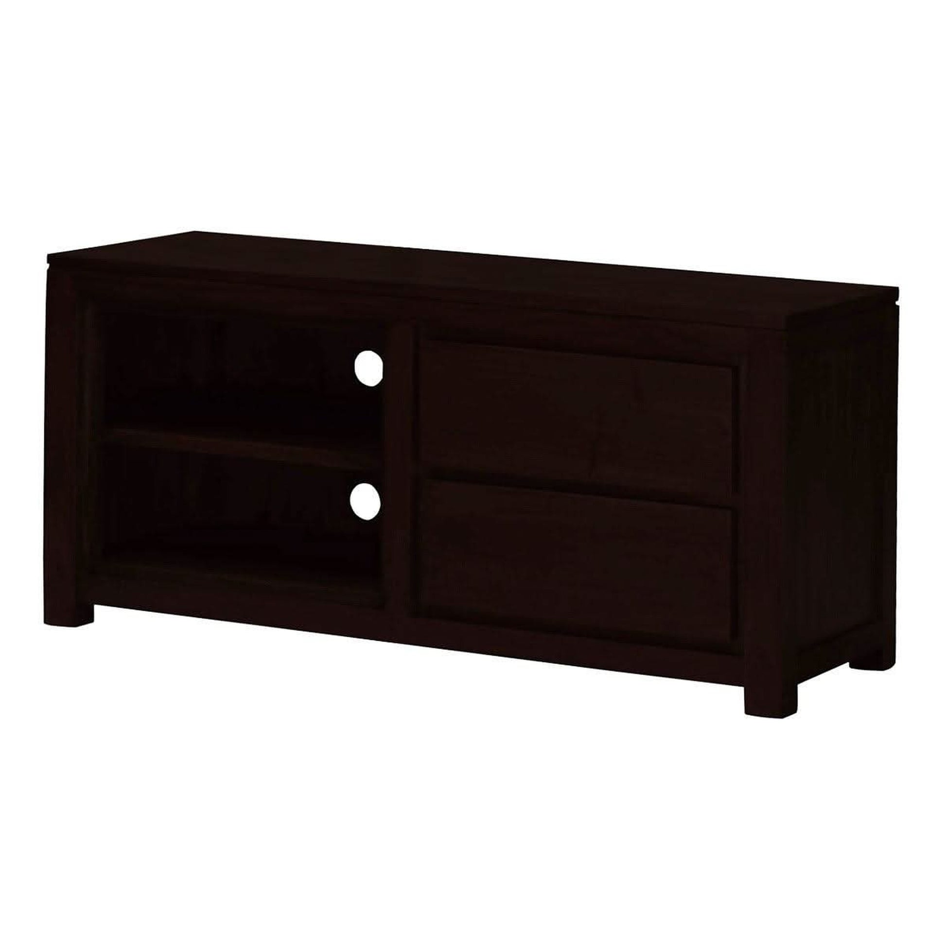 Tanaka Solid Mahogany TV Unit 120cm with 2 Drawers in Chocolate - Chocolate Wood