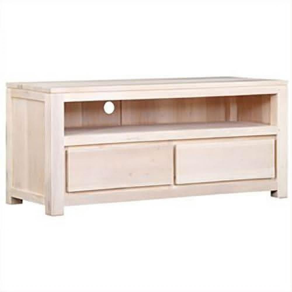 Tanaka Solid Mahogany TV Unit 120cm with 2 Drawers in White Wash - Chocolate Wood