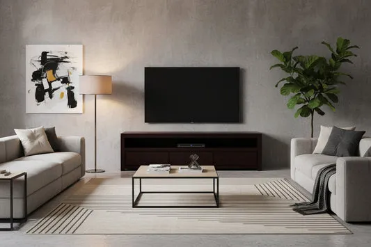 TANAKA SOLID MAHOGANY TV UNIT WITH 3 DRAWERS IN CHOCOLATE 190CM - MyChocolateWood